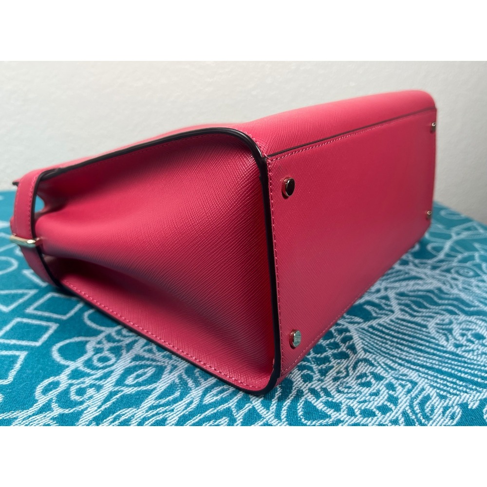 Kate Spade New York Satchel Crossbody Handbag Purse Coral PINK Safiano Leather - Picture 13 of 16